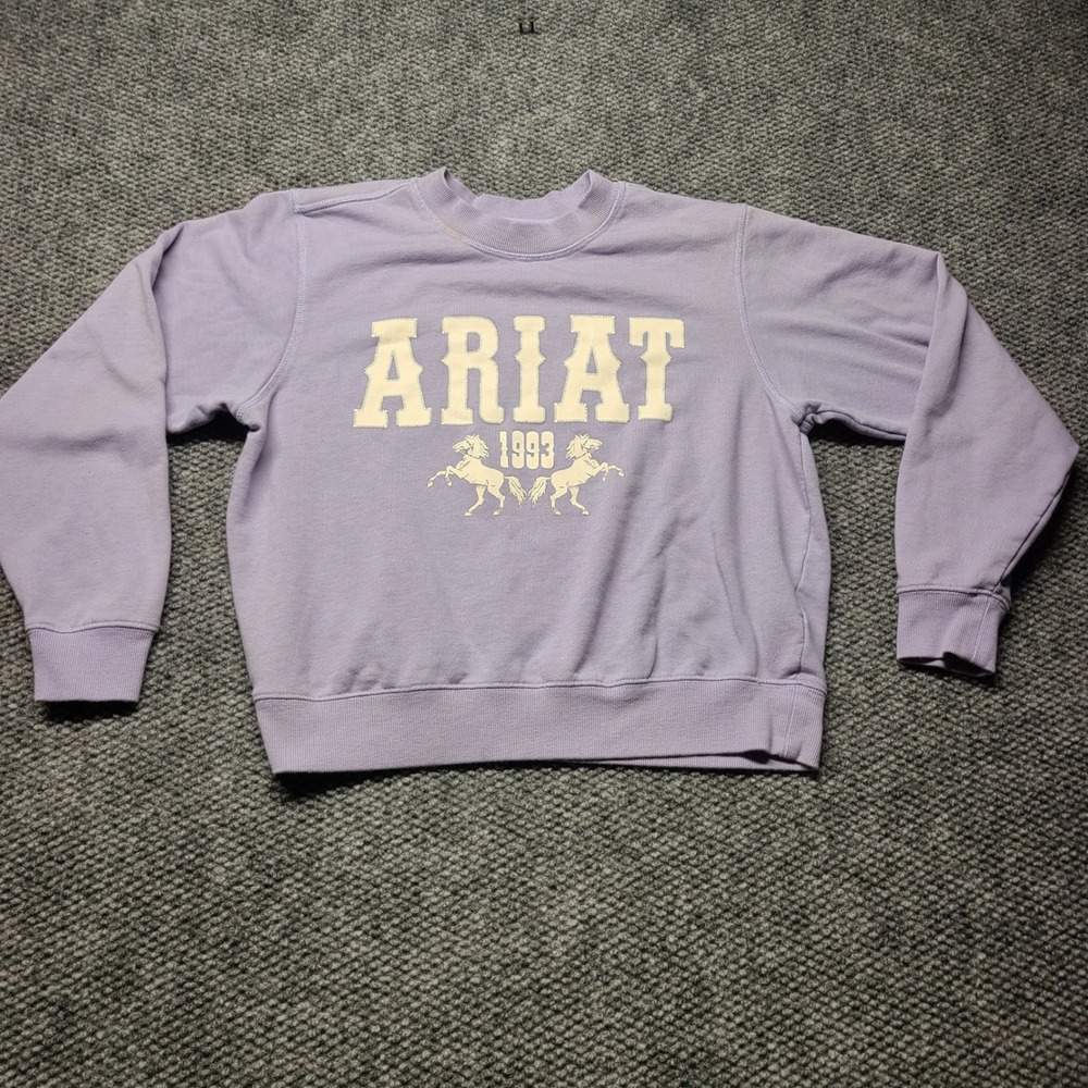 Ariat Lavender Purple Crewneck Sweatshirt Women Large Horse Graphic 1993